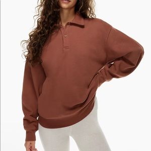 Aritzia TNA Cozy Fleece Boyfriend Polo Sweatshirt